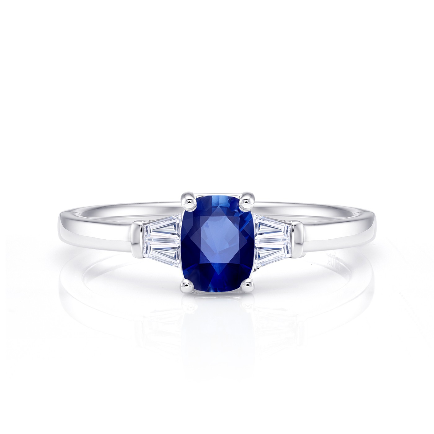 Anillo Zafiro Cushion con Diamantes Tapered - SPHK 21