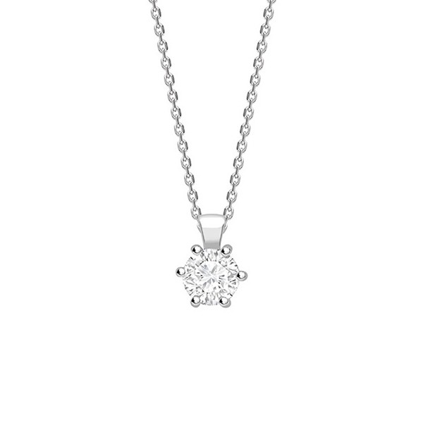 Colgante "Hana" Brillante 6 garras oro blanco  CR 6 OB