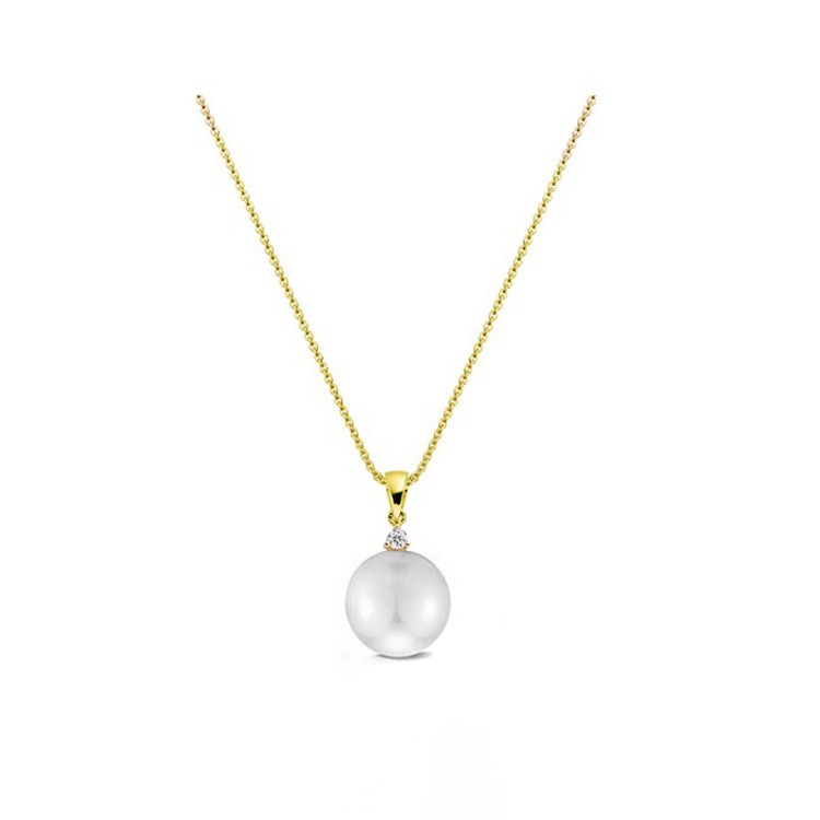 Colgante de Oro Amarillo con Diamante y Perla