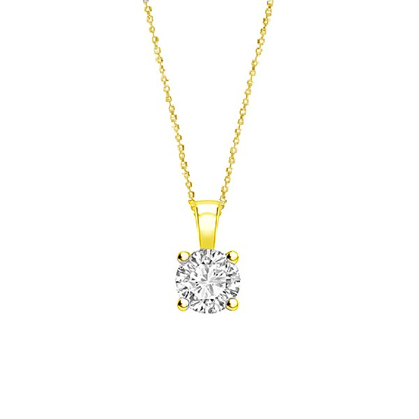 Colgante de oro amarillo 18kts con diamante de 0.10 cts o superior