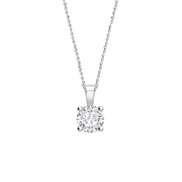 Colgante solitario de oro blanco 18k con diamante de 0.10 cts o superior