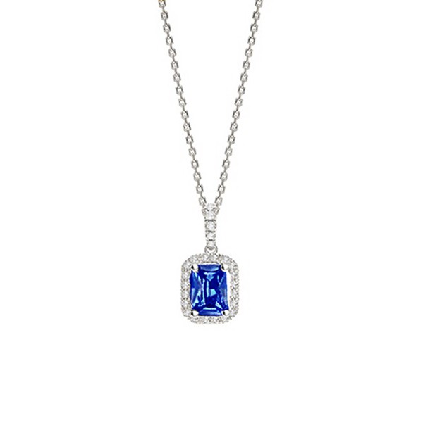 Colgante con Zafiro azul realizado en oro blanco y diamantes "Blue Splendor" - CR 4 ZAF