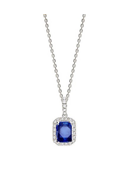 Colgante "Blue Splendor" Zafiro azul de oro blanco 18k y diamantes - CR 4 ZAF