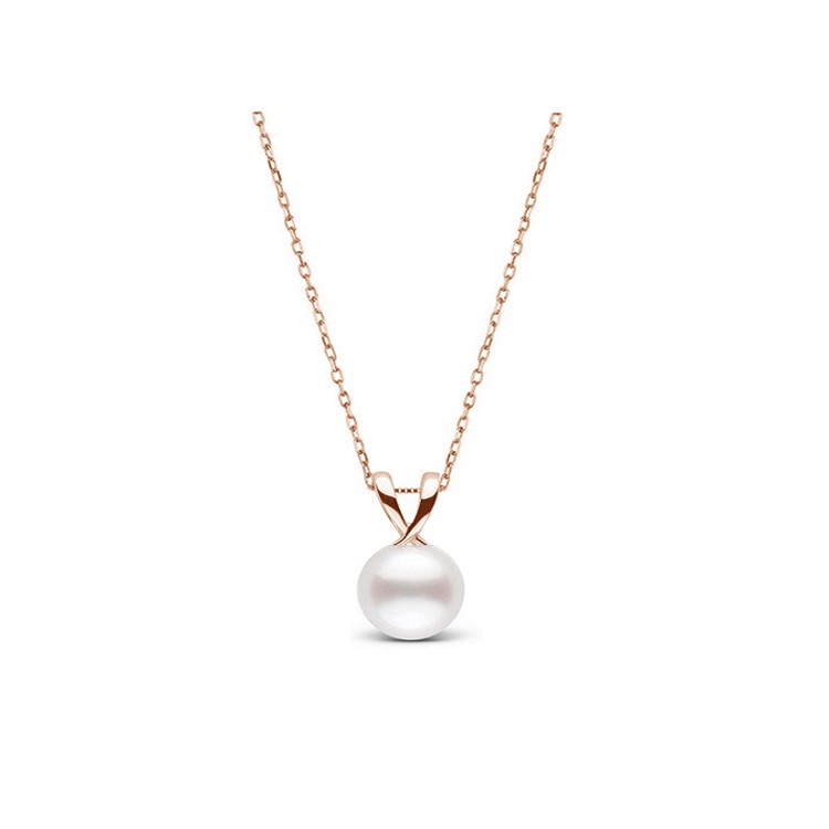 Colgante con perla en oro rosa de 18K