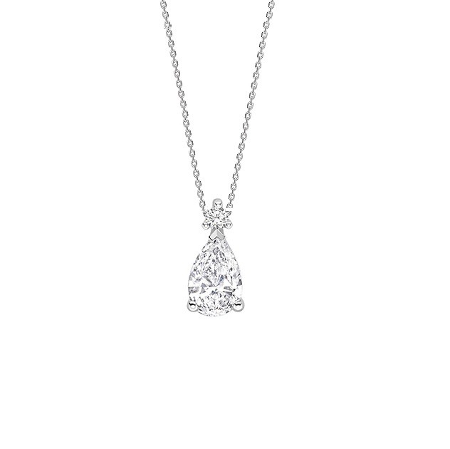 Colgante joya oro blanco 18K con Diamante en con forma perilla - CR 9 OB