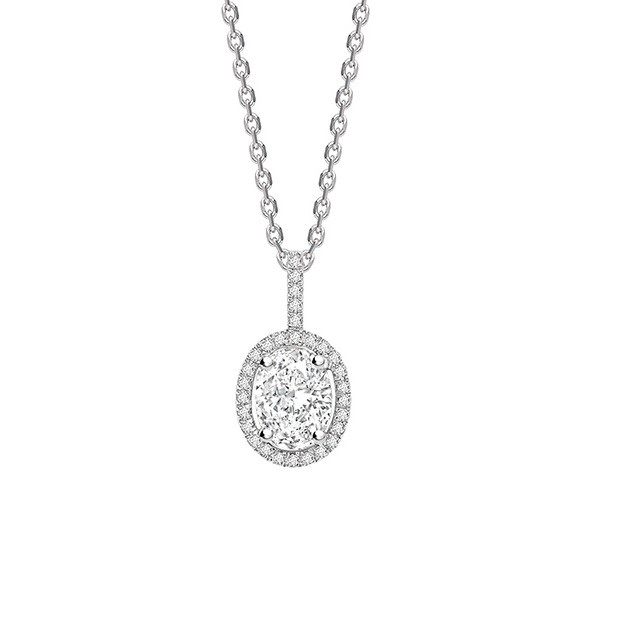Colgante ovalado Diamantes oro blanco " Lady" - CR 8 OB