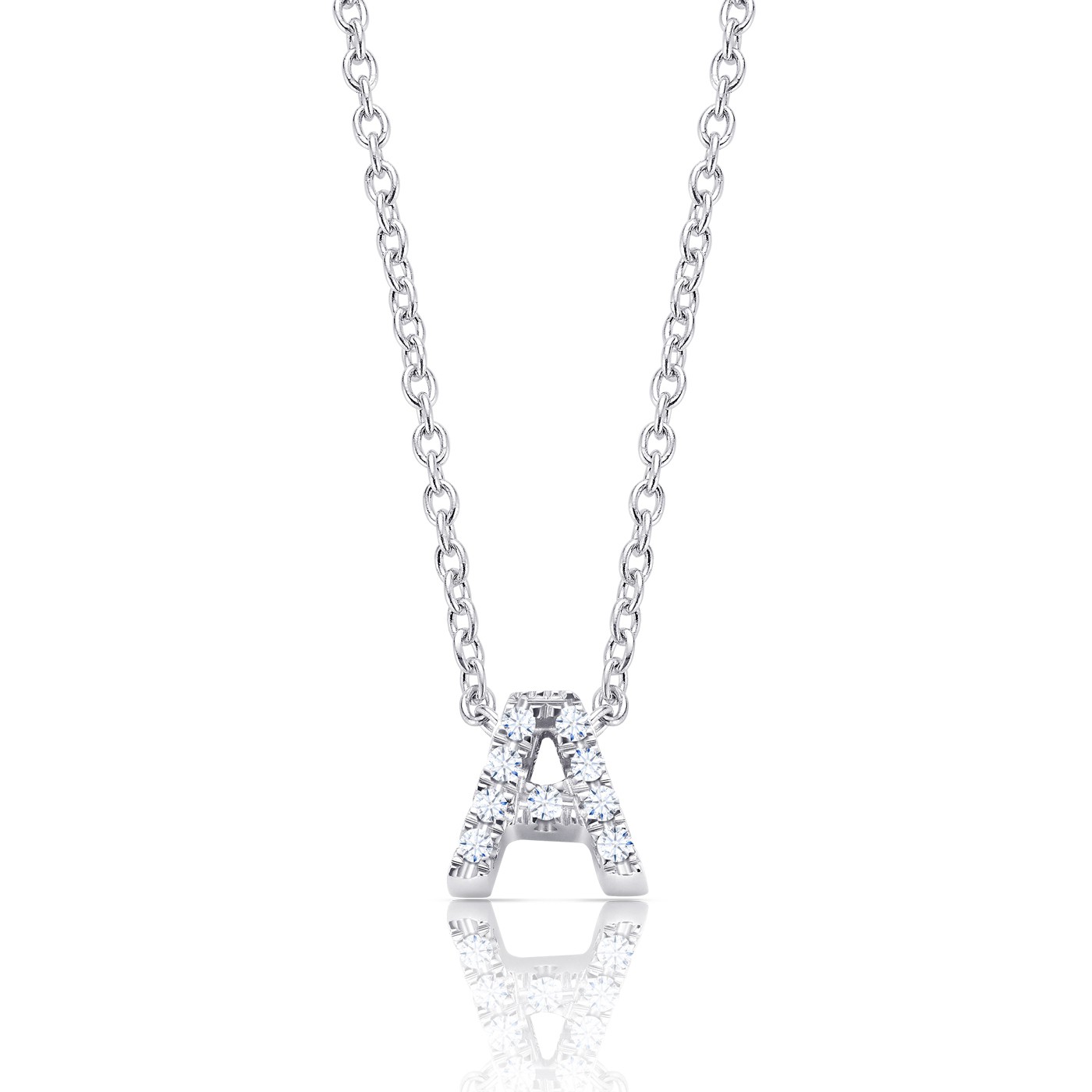 Colgante Letra "A" Brillantes y oro blanco 18K - CML 19 