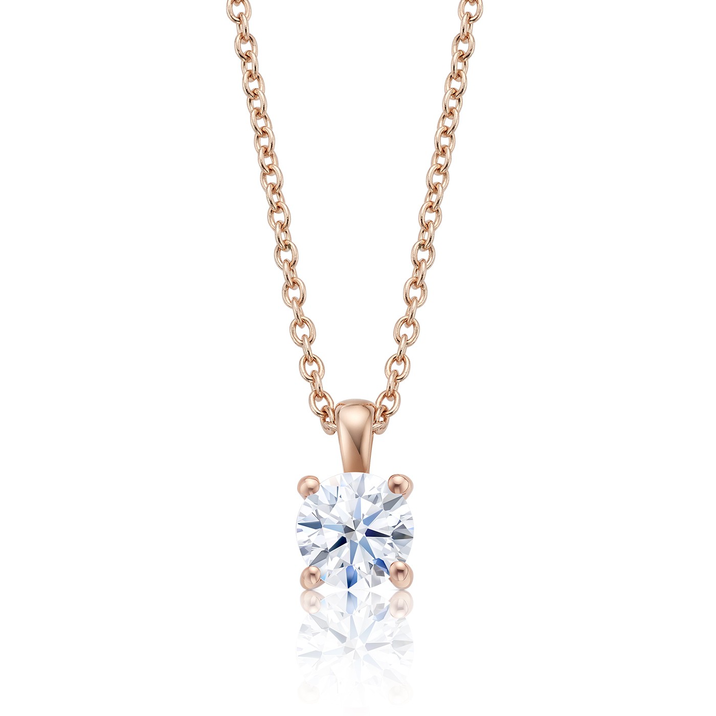 Colgante " Midori" solitario oro rosa 18k y Diamante con cadena - CR 1 OR