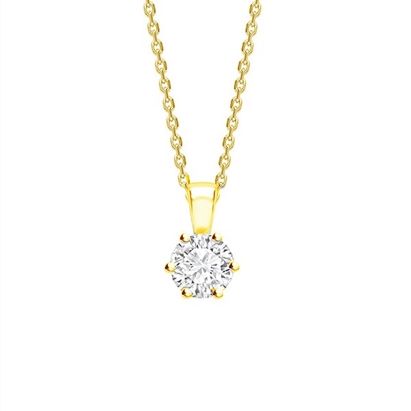 Collar "Florencia" en garra con Diamante en Oro 18K desde 0,10 cts