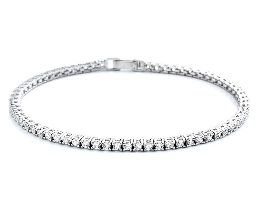 Pulsera "Riviere" de Oro Blanco y Brillantes