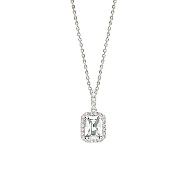 Collar Oro Blanco Diamante talla Esmeralda - CR 4