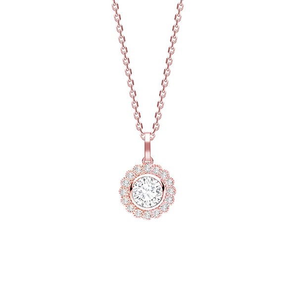 Pendentif de oro Rosa 18Kt y diamantes en forma de orla