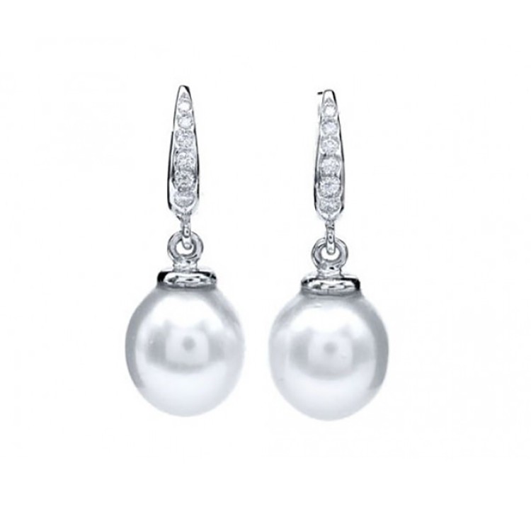 Pendientes de perlas blancas y brillantes pequeños para novia - PC 83