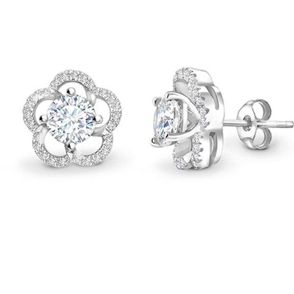 Pendientes oro blanco y diamantes para Novia, clásicos y elegantes - PR 25