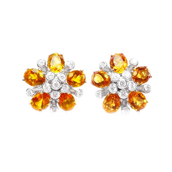 Pendientes con Gemas y Brillantes con forma de Flor - PC 18