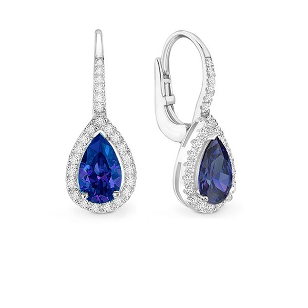 Pendientes "Blue Drop" con Zafiro Pera y brillantes - PR 18 ZAF