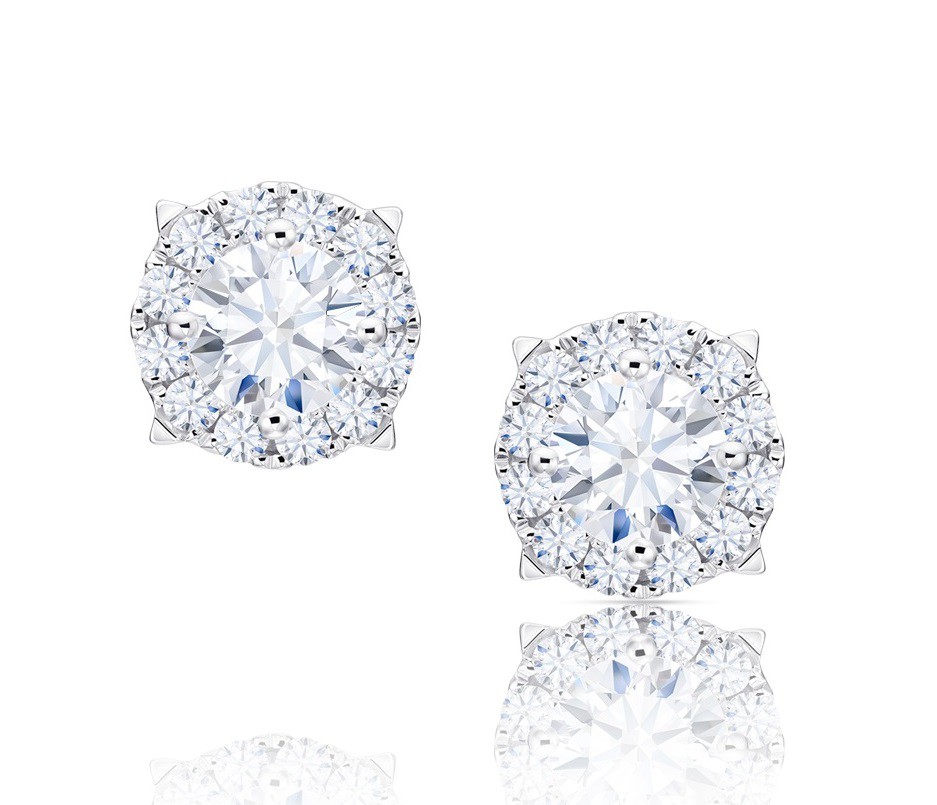 Pendientes con Brillantes y orla especial y oro - PPHK 12