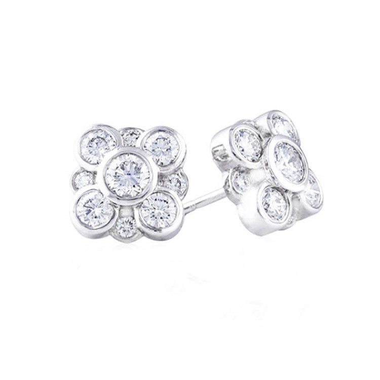 Pendientes Pansy con brillantes en oro blanco - PG 24