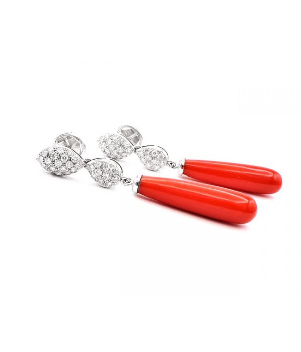 Pendientes Coral Rojo y Diamantes - PC 0/2