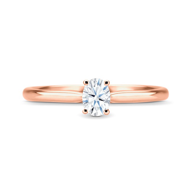 Solitario "Oval" de Oro Rosa y Diamante SRR 57