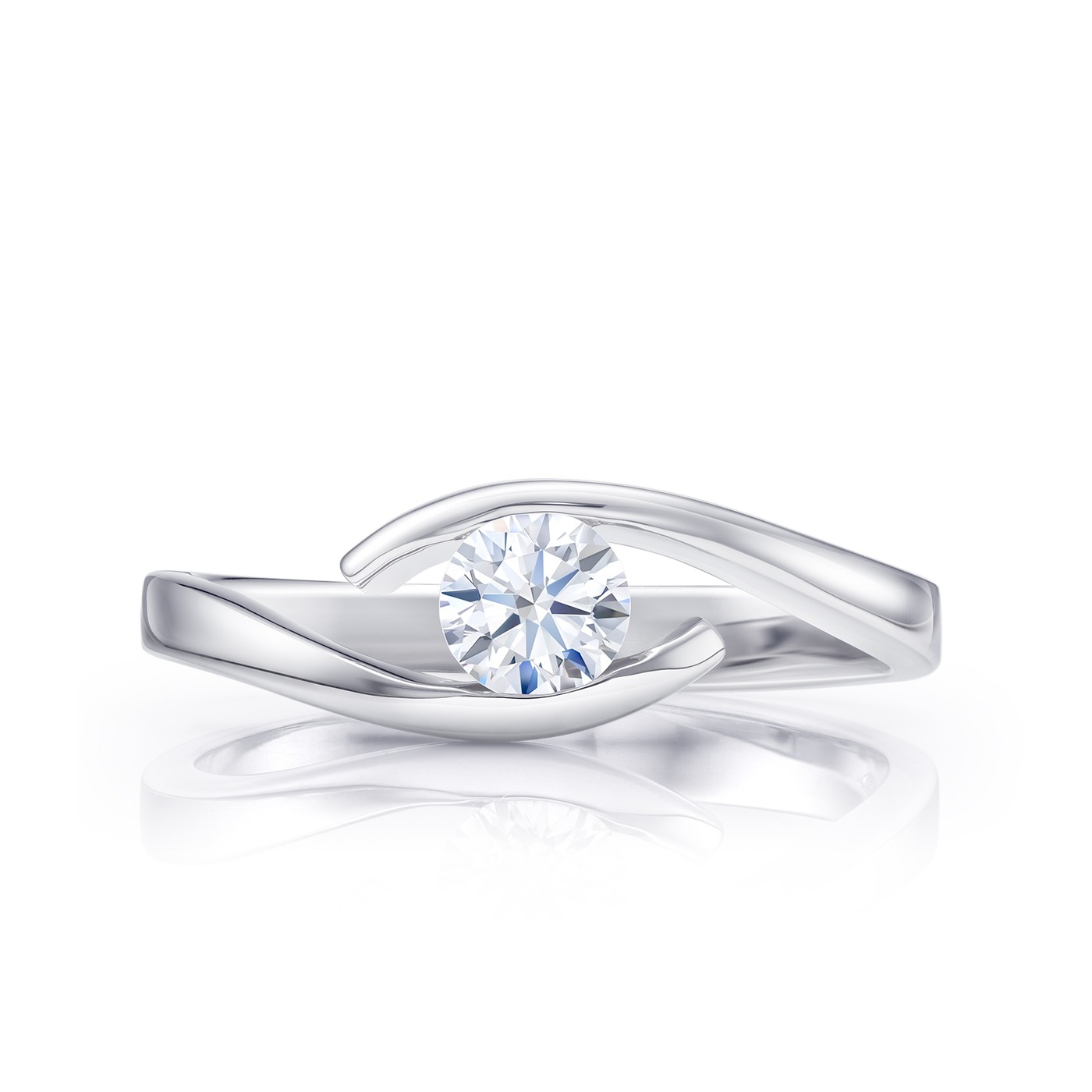 Solitario "Hikari" de pedida moderno de mujer de oro 18k con diamante-SC 169
