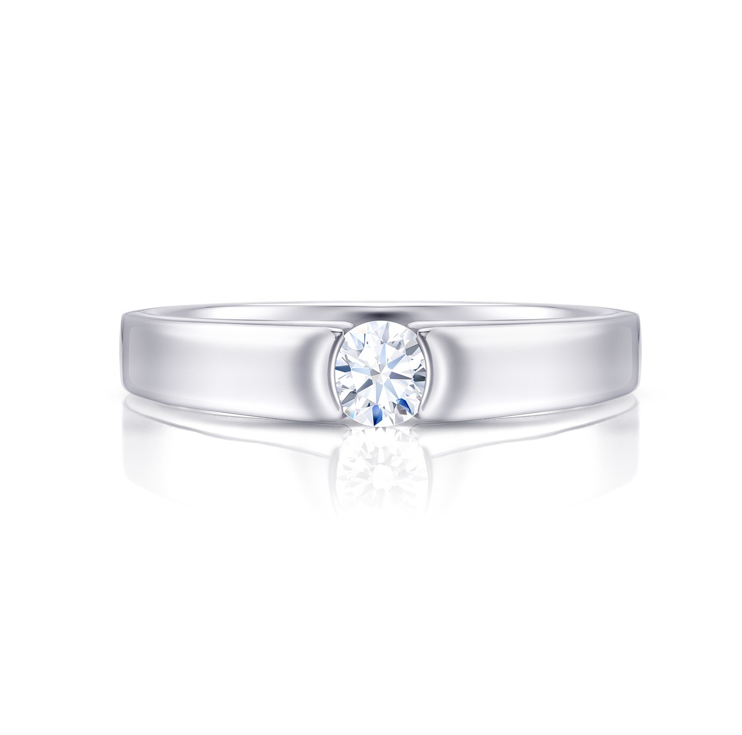 Sortija "Zen" Unisex con Brillante en oro blanco - SC 115